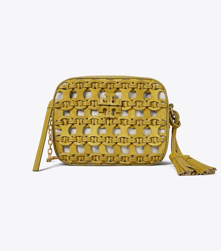 Tory Burch designer crossbody bags McGraw Die-Cut Camera Bag in ISLAND PALM front