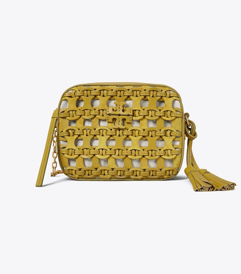 Tory Burch designer crossbody bags McGraw Die-Cut Camera Bag in ISLAND PALM angle