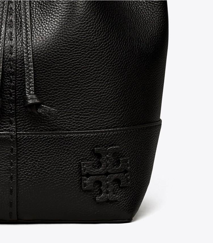 Tory Burch designer crossbody bags McGraw Drawstring Bucket Bag in Black detail
