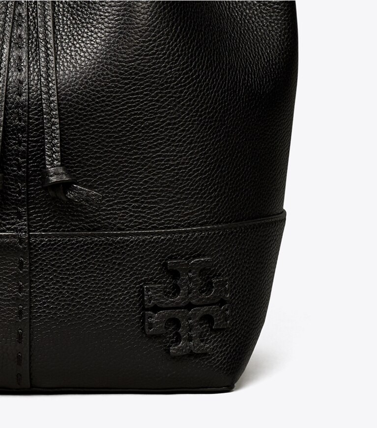 Tory Burch designer crossbody bags McGraw Drawstring Bucket Bag in Black angle