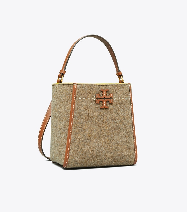 Tory Burch designer crossbody bags McGraw Felt Small Bucket Bag in Classic Taupe angle