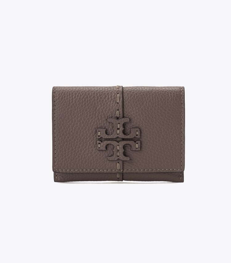 Tory Burch designer card cases McGraw Flap Card Case in Silver Maple front