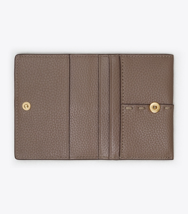 Tory Burch designer card cases McGraw Flap Card Case in Silver Maple overhead