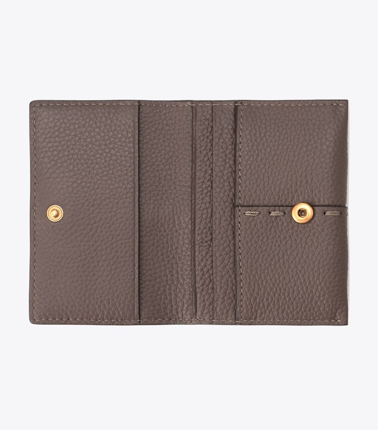 Tory Burch designer card cases McGraw Flap Card Case in Silver Maple overhead