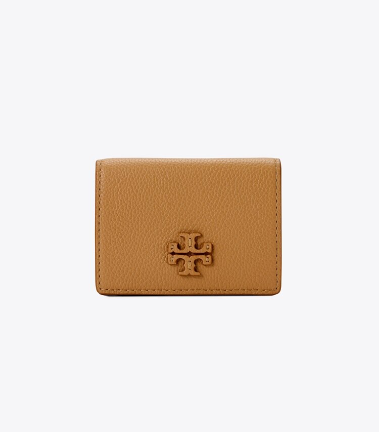 Tory Burch designer 財布 マックグロー マイクロ トライフォールドウォレット in Tiramisu front