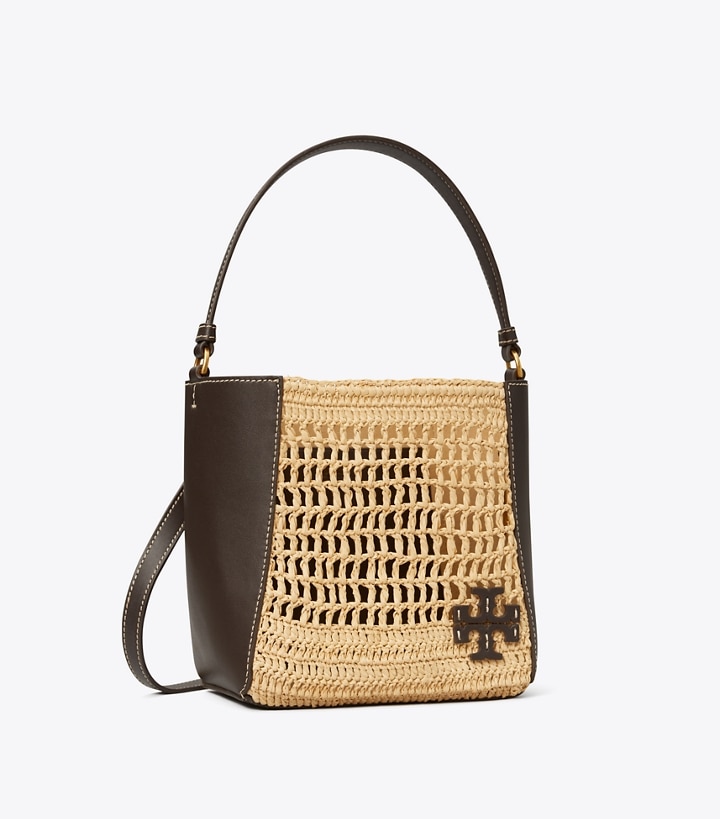 McGraw Raffia Small Bucket Bag: Women's Designer Crossbody Bags | Tory Burch