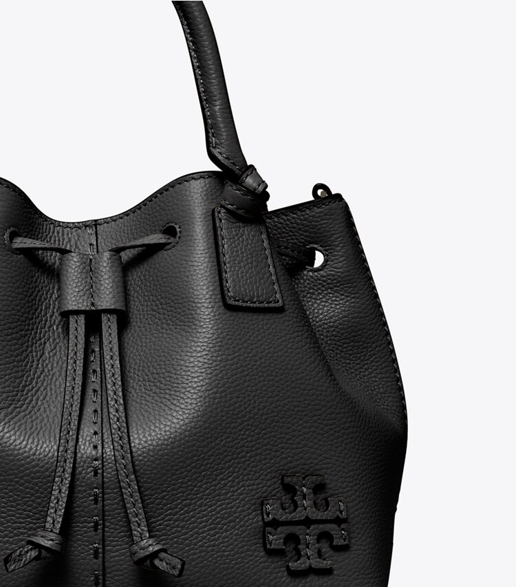 Tory Burch designer satchels McGraw Small Drawstring Satchel in Black detail