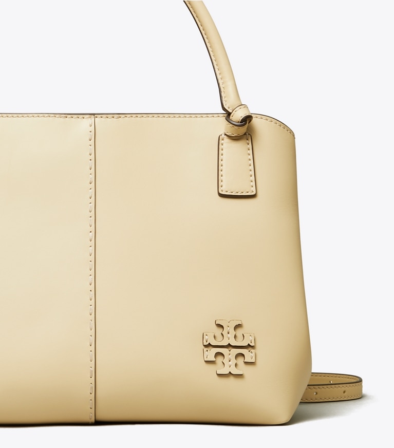 Tory Burch designer satchels McGraw Smooth Satchel in Buttermilk angle