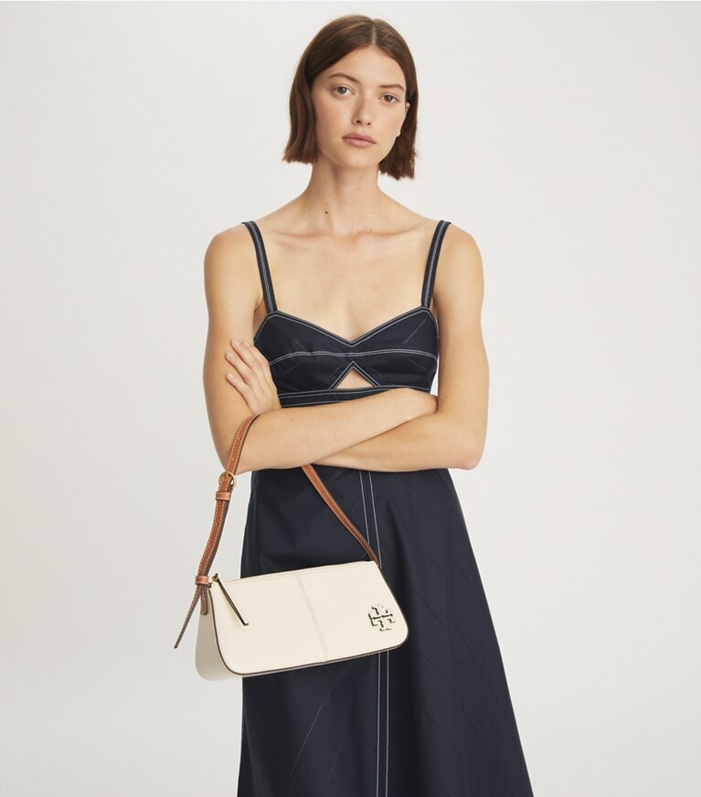 Tory Burch designer shoulder bags McGraw Spazzolato Wedge in Light Cream angle