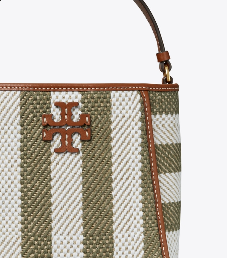 Tory Burch designer crossbody bags McGraw Stripe Small Bucket Bag in Multi angle