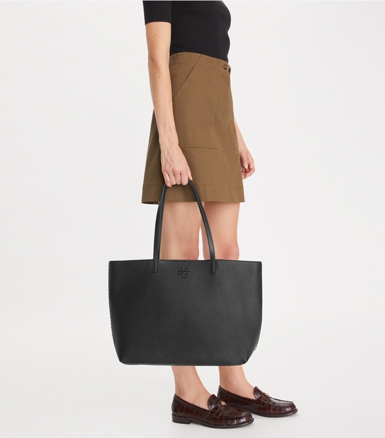 Tory Burch designer tote bags McGraw Tote in Black angle