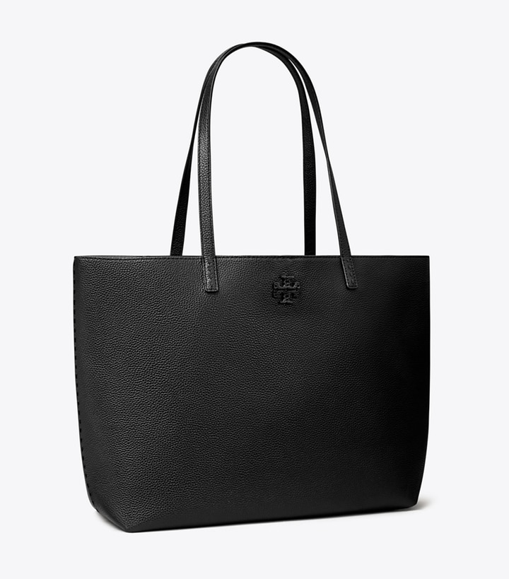 Tory Burch designer tote bags McGraw Tote in Black angle