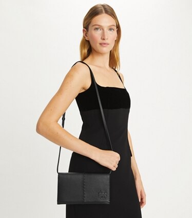 Tory Burch designer mini bags McGraw Wallet Crossbody in Black angle
