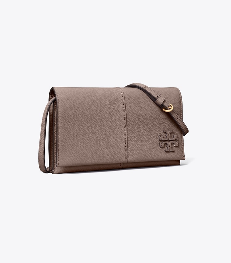 Tory Burch designer mini bags McGraw Wallet Crossbody in Silver Maple angle