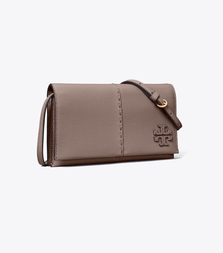 Tory Burch designer mini bags McGraw Wallet Crossbody in Silver Maple angle
