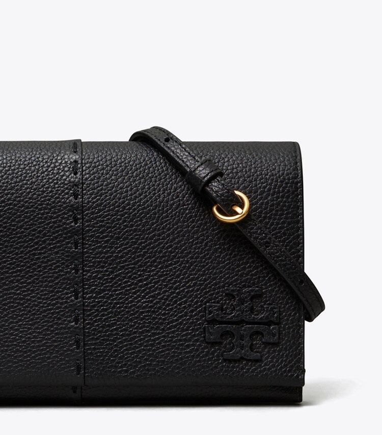 Tory Burch designer mini bags McGraw Wallet Crossbody in Black detail