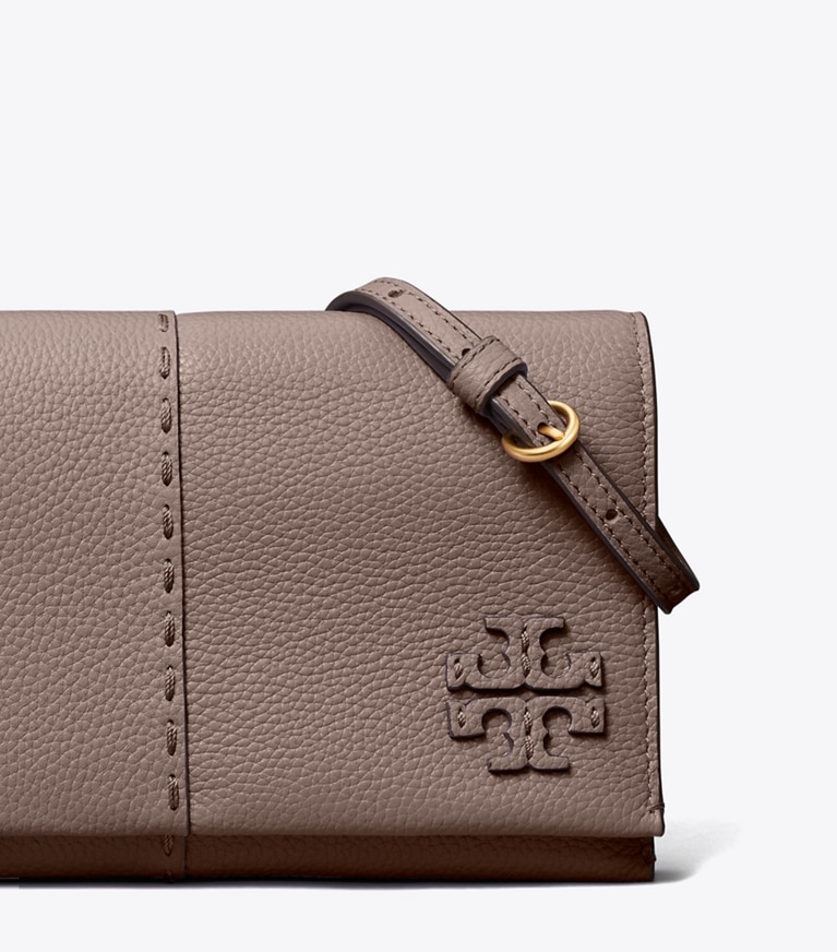 Tory Burch designer mini bags McGraw Wallet Crossbody in Silver Maple angle