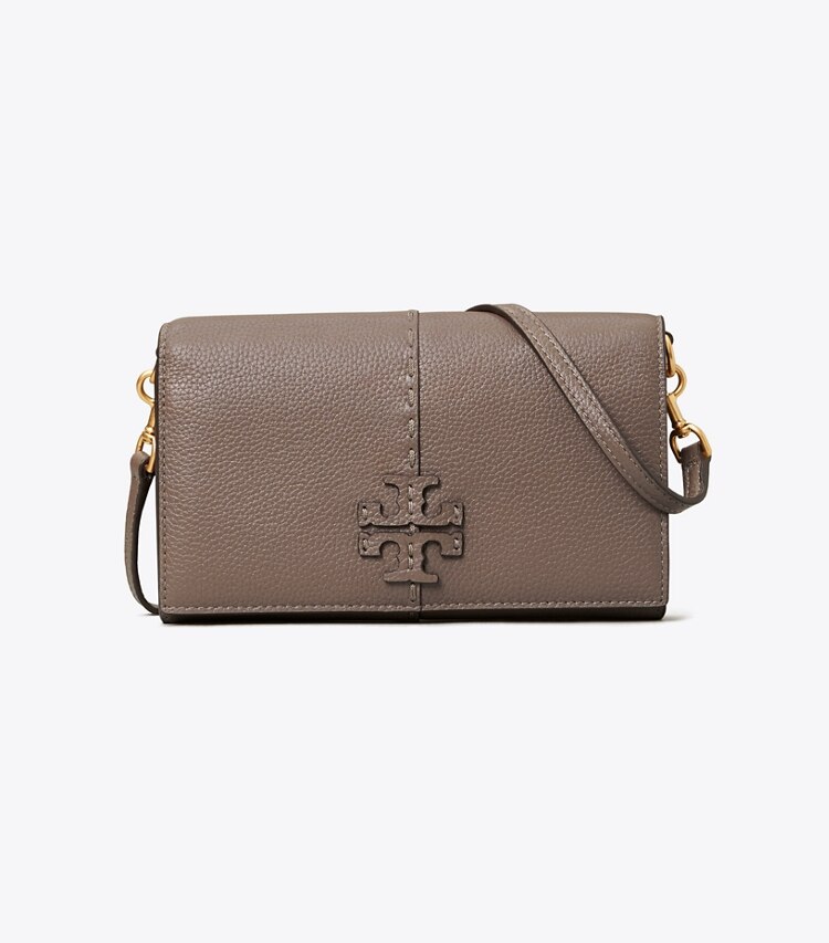 Tory Burch designer mini bags McGraw Wallet Crossbody in Silver Maple front