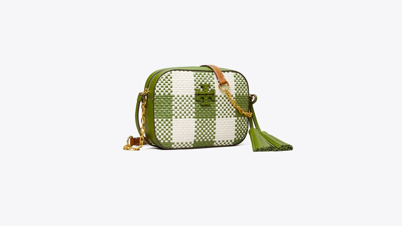 Tory burch mcgraw 2025 plaid camera bag