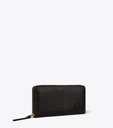 Tory Burch designer wallets McGraw Zip Continental Wallet in Black angle