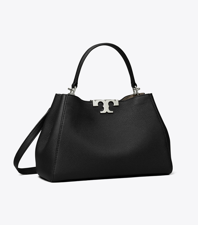 Tory Burch designer satchels Medium Eleanor Soft Satchel in Black angle
