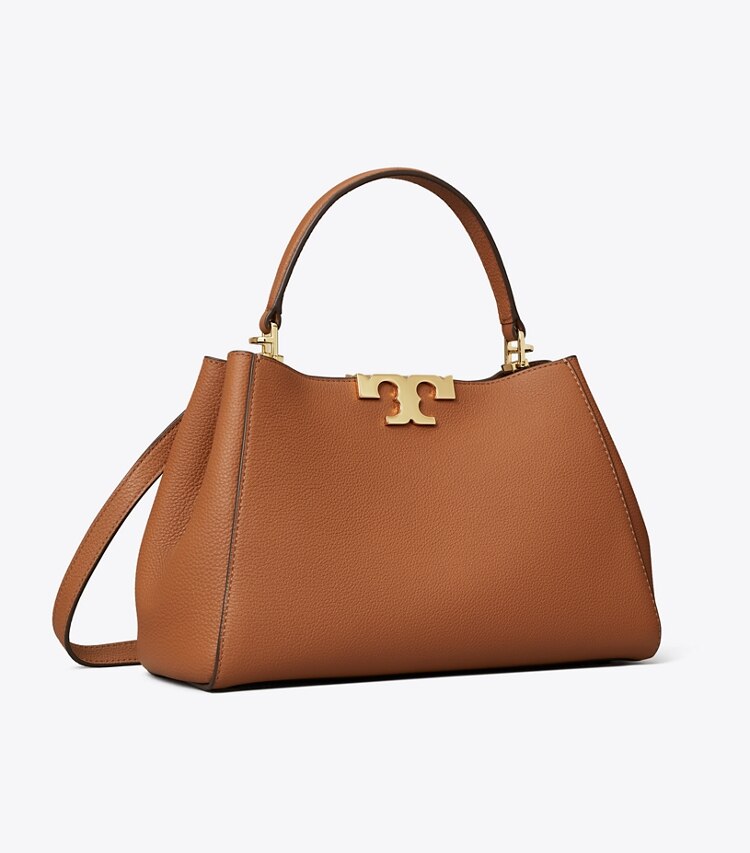 Tory Burch designer サッチェルバッグ エレノア ソフト ミディアム サッチェルバッグ in Aged Tan angle
