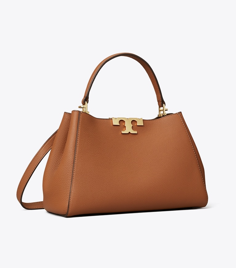 Tory Burch designer サッチェルバッグ エレノア ソフト ミディアム サッチェルバッグ in Aged Tan angle