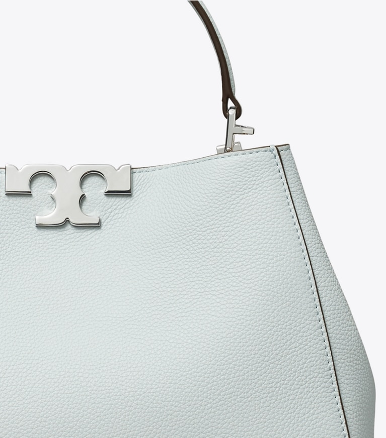 Tory Burch designer satchels Medium Eleanor Soft Satchel in Sea angle