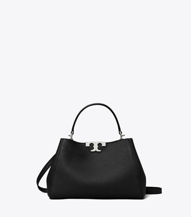 Tory Burch designer satchels Medium Eleanor Soft Satchel in Black front