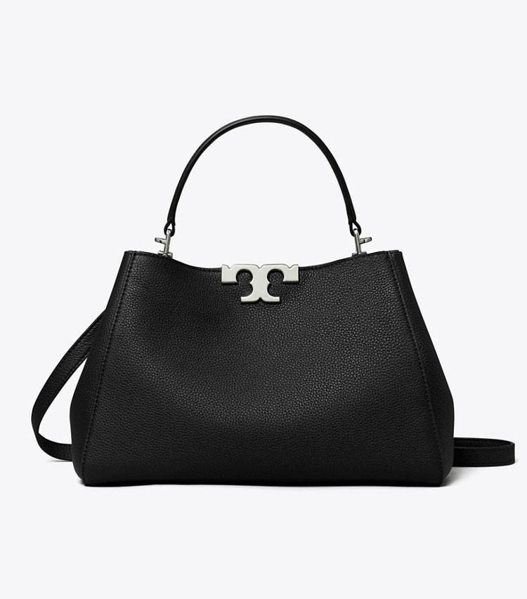 Tory Burch designer satchels Medium Eleanor Soft Satchel in Black front