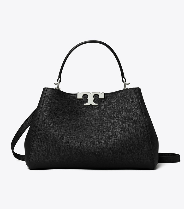Tory Burch designer satchels Medium Eleanor Soft Satchel in Black angle