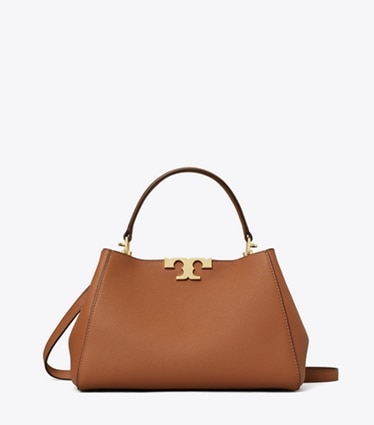 Tory Burch designer satchels Medium Eleanor Soft Satchel in Aged Tan front