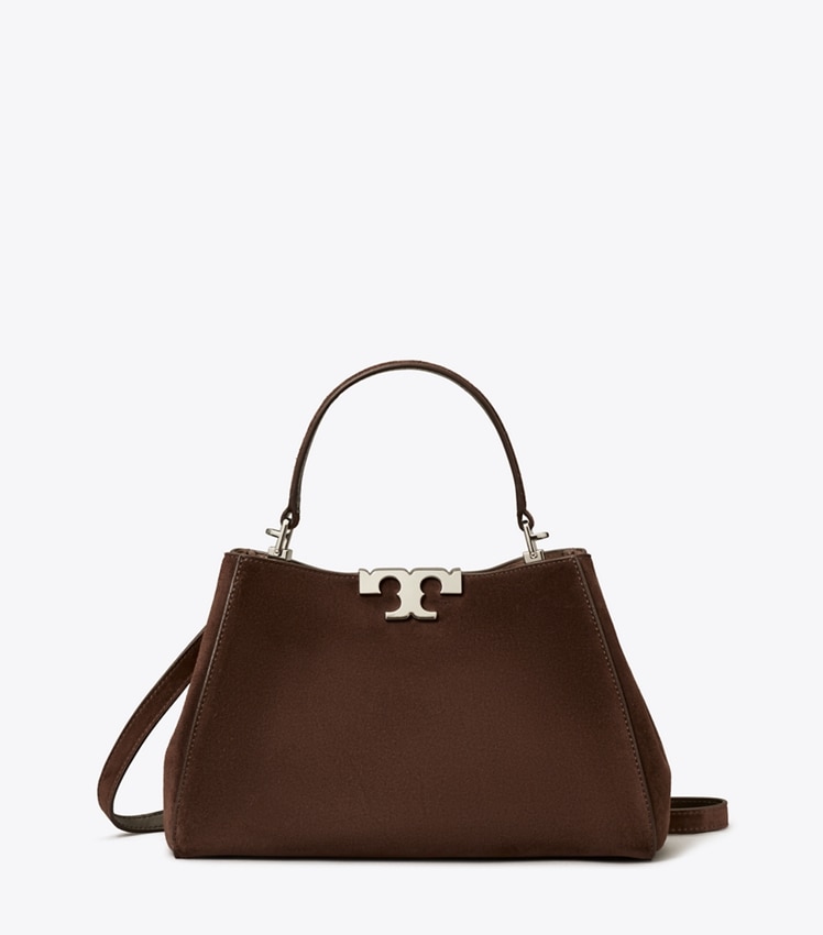 Tory Burch Medium Eleanor Suede Satchel — Dark Cocoa