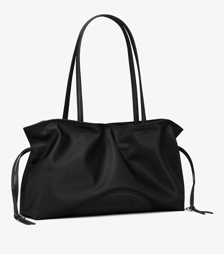 Tory Burch designer トートバッグ エラ ナイロン ドローストリング ミディアム トートバッグ in Black angle