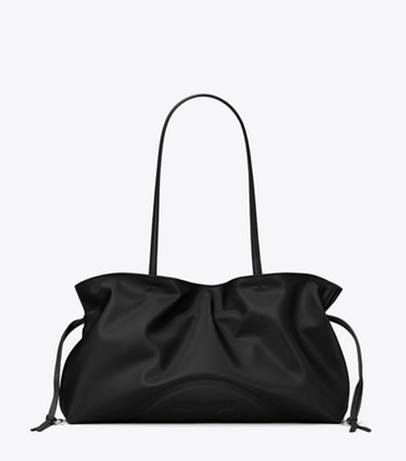 Tory Burch designer トートバッグ エラ ナイロン ドローストリング ミディアム トートバッグ in Black front