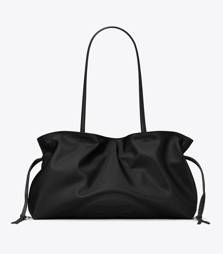 Tory Burch designer トートバッグ エラ ナイロン ドローストリング ミディアム トートバッグ in Black front