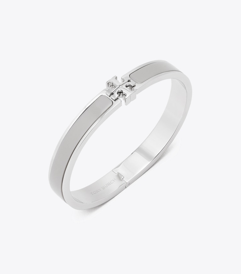 Tory Burch designer bracelets Medium Icon Bracelet in Tory Silver / Gray front