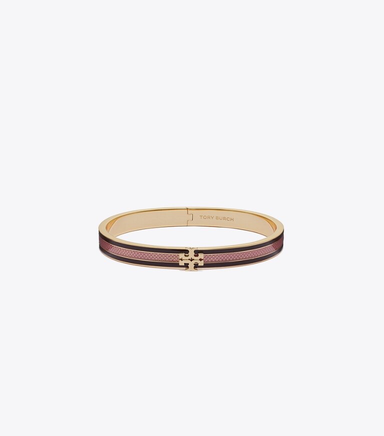 Tory Burch designer armbänder Medium Icon Emaille-Armband mit Streifen in Rose / Tan / Tory Gold front