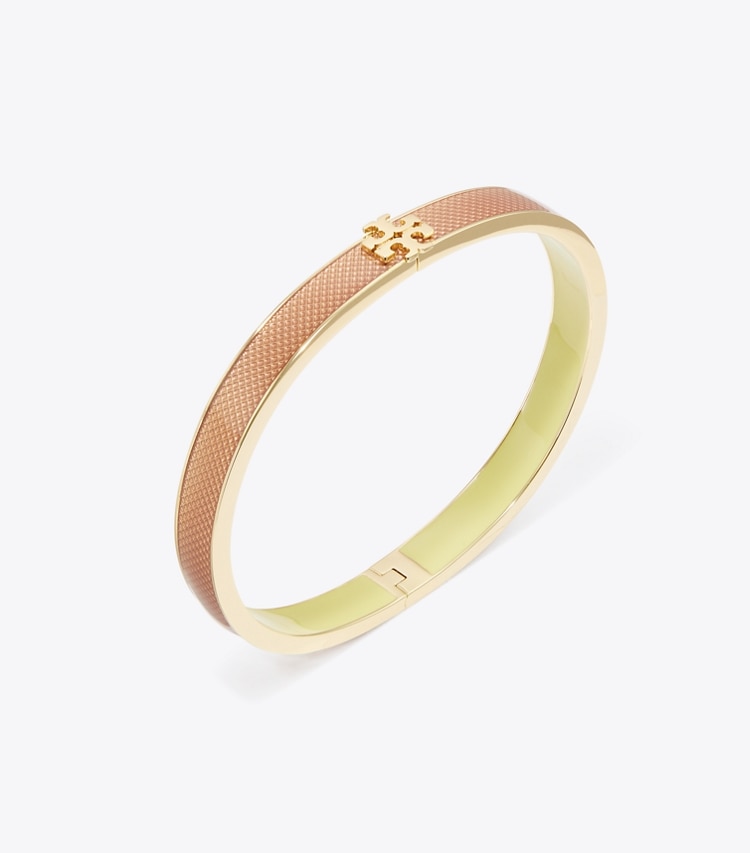 Tory Burch designer bracelets Medium Icon Guilloché Enamel Bracelet in Tory Gold / Rose detail
