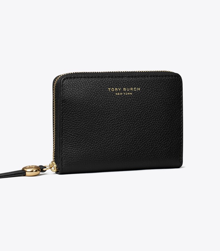 Tory Burch designer wallets Medium Leather Wallet in Black angle