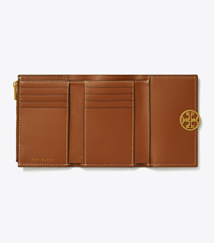 Tory Burch designer wallets Medium Miller Flap Wallet in Light Umber overhead