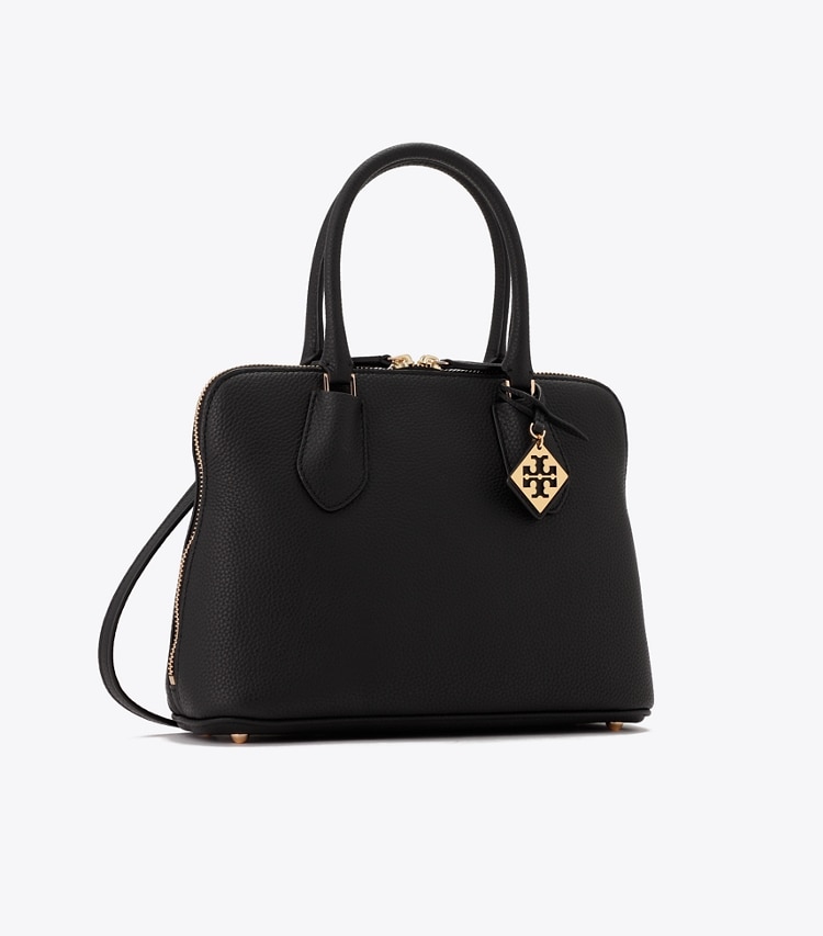 Tory Burch designer サッチェルバッグ スウィング ペブルド ミディアムバッグ in Black angle