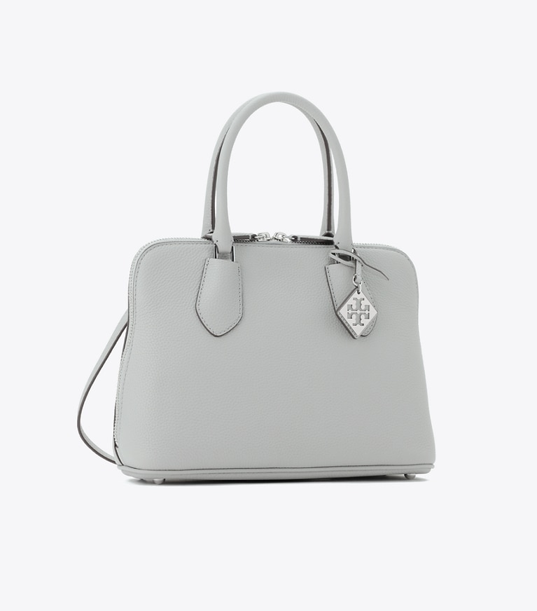 Tory Burch designer サッチェルバッグ スウィング ペブルド ミディアムバッグ in Light Granite angle