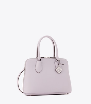 Tory Burch designer サッチェルバッグ スウィング ペブルド ミディアムバッグ in Pale Purple angle