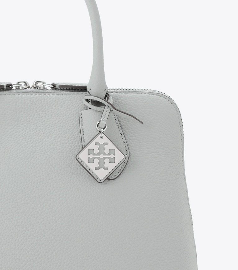 Tory Burch designer サッチェルバッグ スウィング ペブルド ミディアムバッグ in Light Granite angle