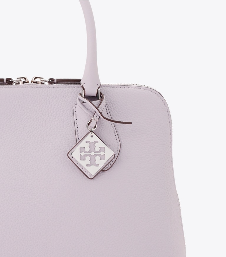 Tory Burch designer サッチェルバッグ スウィング ペブルド ミディアムバッグ in Pale Purple angle