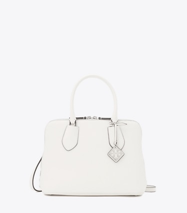 Tory Burch designer サッチェルバッグ スウィング ペブルド ミディアムバッグ in White front