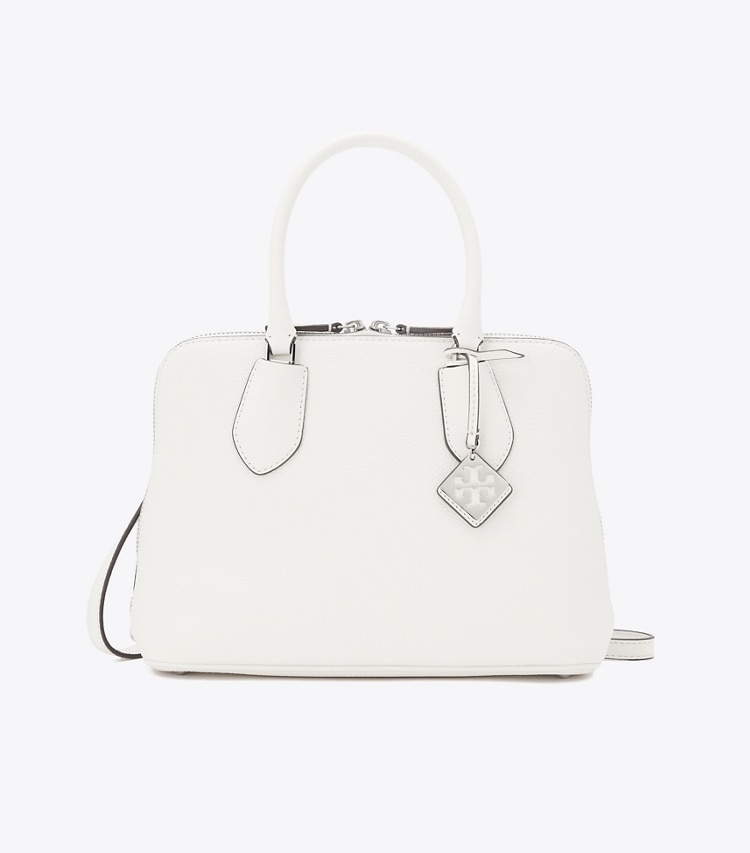 Tory Burch designer サッチェルバッグ スウィング ペブルド ミディアムバッグ in White front