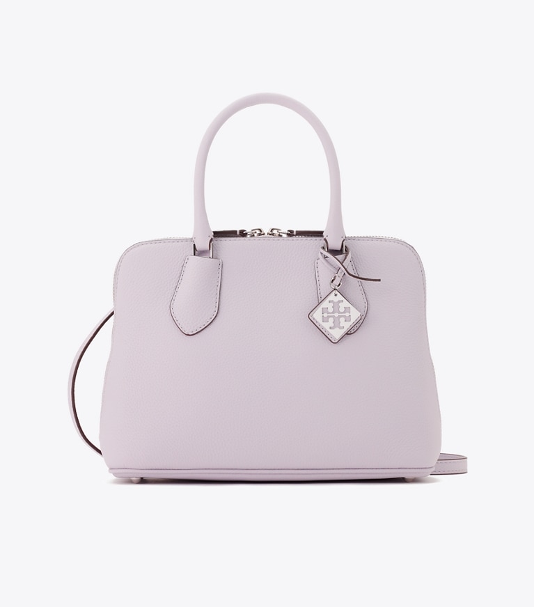 Tory Burch designer サッチェルバッグ スウィング ペブルド ミディアムバッグ in Pale Purple angle