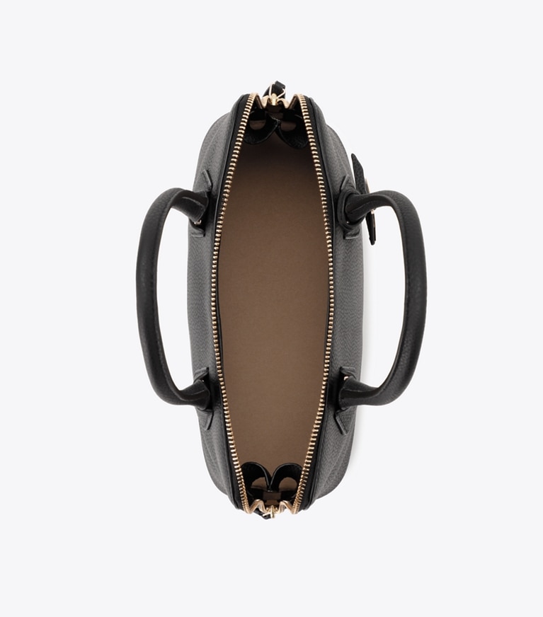 Tory Burch designer サッチェルバッグ スウィング ペブルド ミディアムバッグ in Black angle